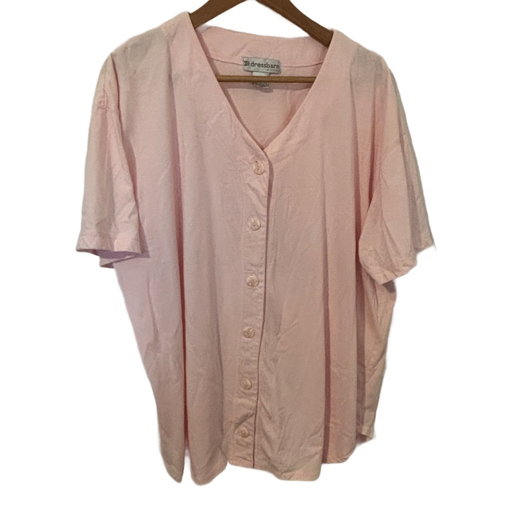 Women’s Adorable Dress Barn Pink Jersey Style Button Up Size 22/24